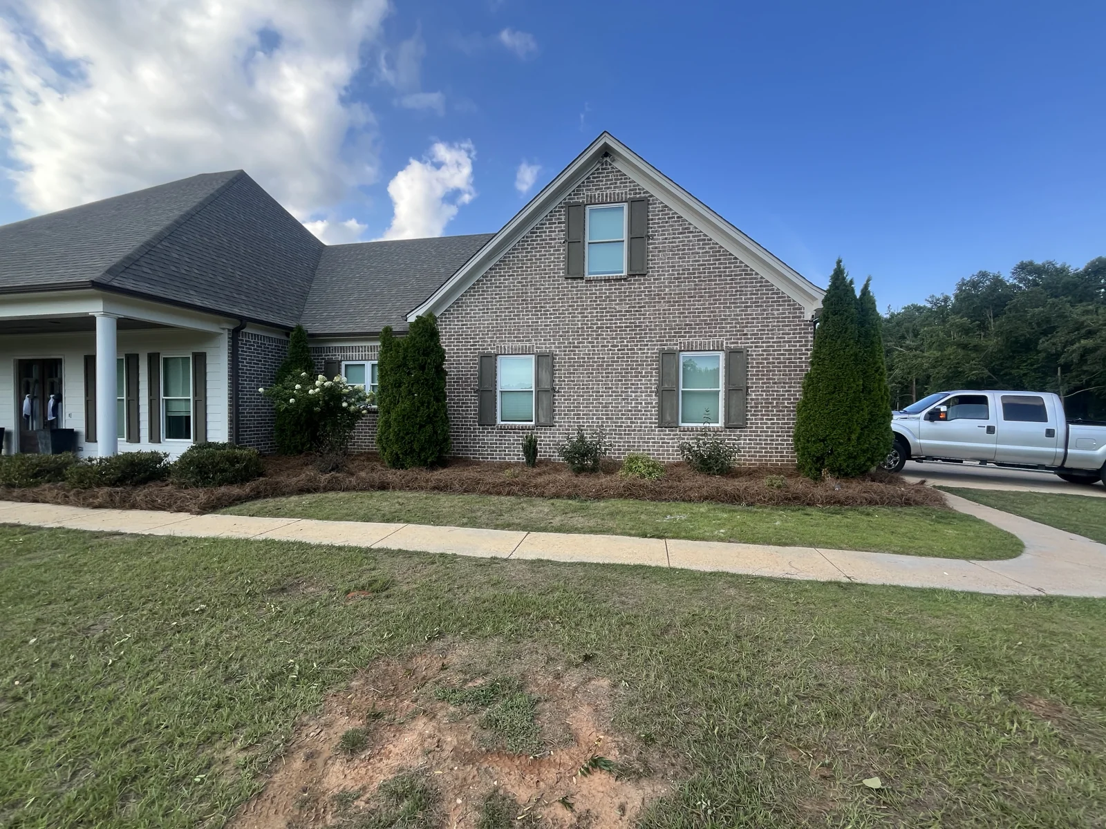 Curbside view of a fresh sod installation in Oxford MS